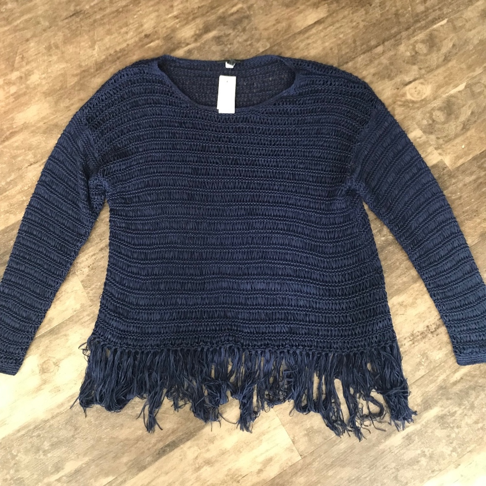 Navy Shirt with Tassles